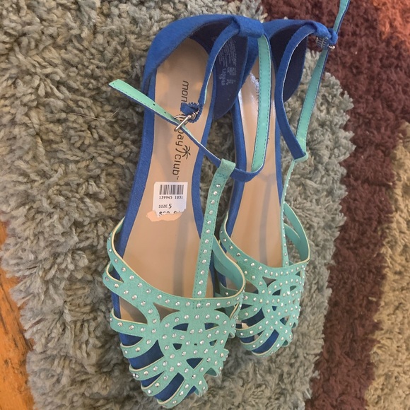 Blue and Green Sandals - Picture 1 of 2